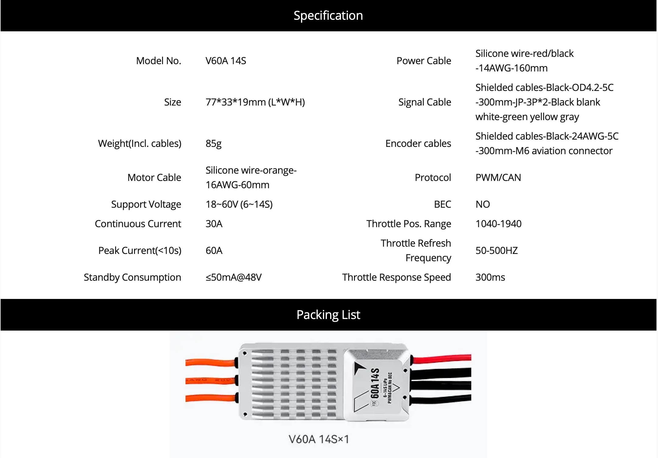 V60A 14S ESC